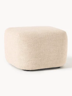 Clearance Reposapiés puf en tejido bouclé Wolke Reposapiés|Sofás