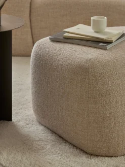 Clearance Reposapiés puf en tejido bouclé Wolke Reposapiés|Sofás