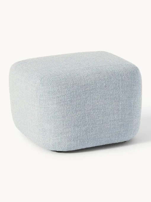 Reposapiés|Sofás>Westwing Collection Reposapiés puf en tejido bouclé Wolke Bouclé azul claro