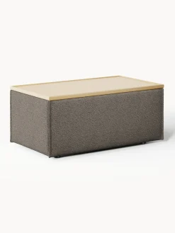 Outlet Reposapiés puf en tejido bouclé con espacio de almacenamiento Lennon Reposapiés|Sofás
