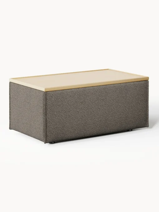 Outlet Reposapiés puf en tejido bouclé con espacio de almacenamiento Lennon Reposapiés|Sofás