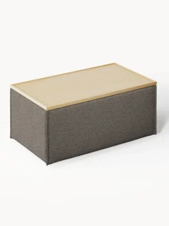 Outlet Reposapiés puf en tejido bouclé con espacio de almacenamiento Lennon Reposapiés|Sofás