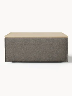 Outlet Reposapiés puf en tejido bouclé con espacio de almacenamiento Lennon Reposapiés|Sofás