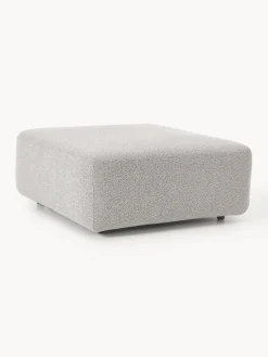 Sofás>Westwing Collection Reposapiés puf en tejido bouclé Anton Bouclé taupe