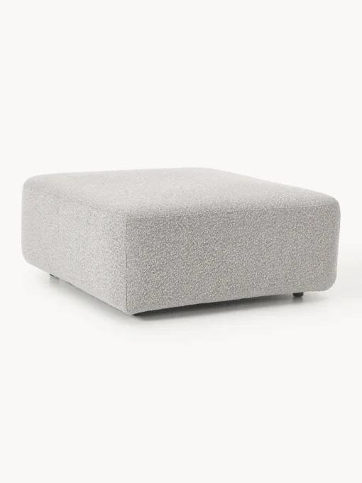 Sofás>Westwing Collection Reposapiés puf en tejido bouclé Anton Bouclé taupe