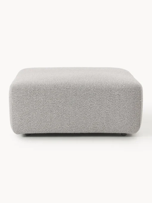 Sofás>Westwing Collection Reposapiés puf en tejido bouclé Anton Bouclé taupe
