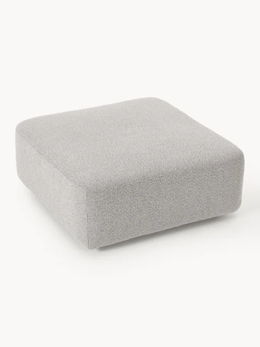 Sofás>Westwing Collection Reposapiés puf en tejido bouclé Anton Bouclé taupe