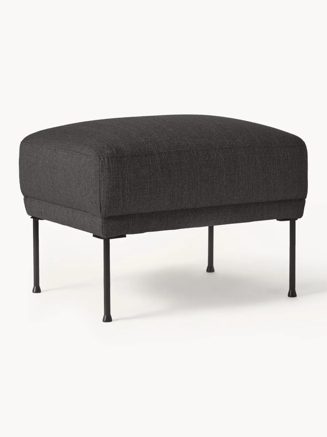 Reposapiés|Sofás>Westwing Collection Reposapiés puf Fluente Tejido grueso gris antracita