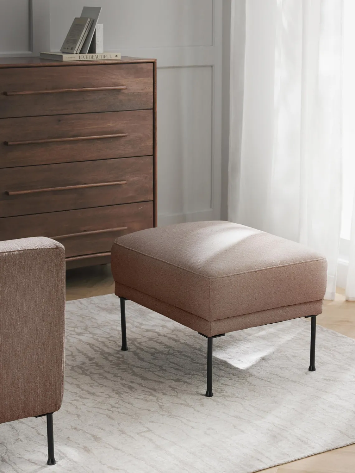 Reposapiés|Sofás>Westwing Collection Reposapiés puf Fluente Tejido taupe