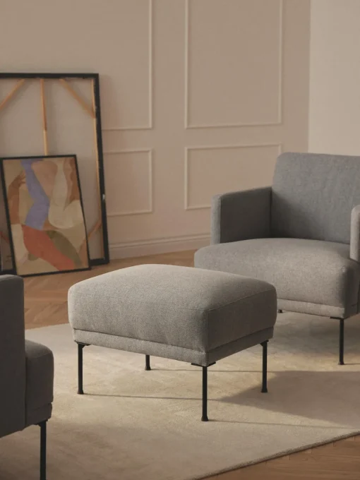 Reposapiés|Sofás>Westwing Collection Reposapiés puf Fluente Tejido gris