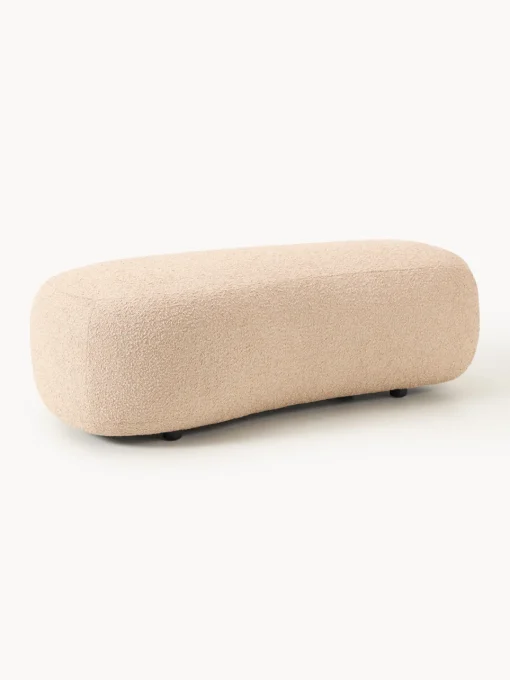 Reposapiés|Sofás>Westwing Collection Reposapiés puf grande en tejido bouclé Alba Bouclé melocotón