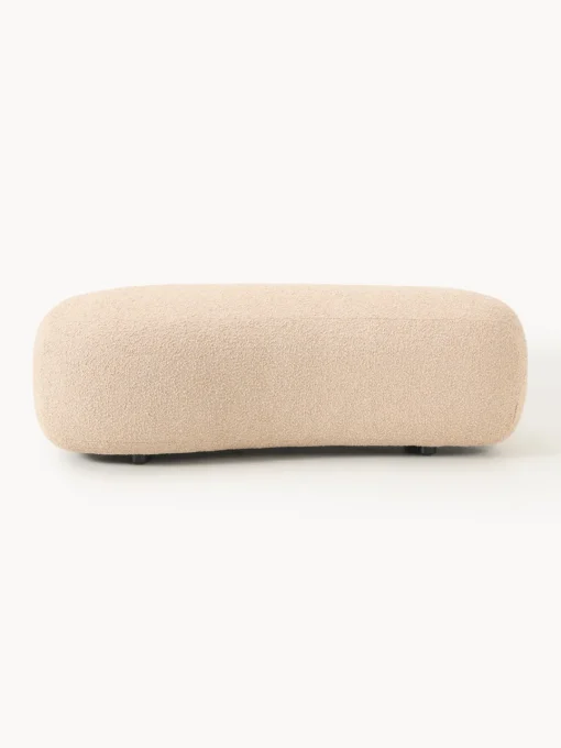 Reposapiés|Sofás>Westwing Collection Reposapiés puf grande en tejido bouclé Alba Bouclé melocotón