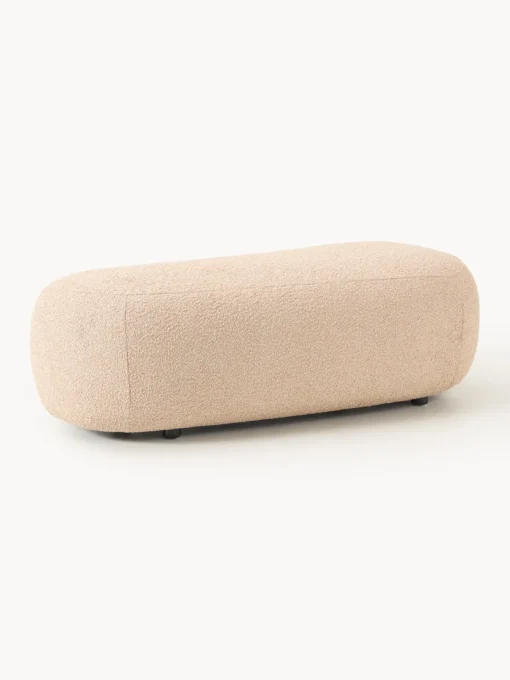 Reposapiés|Sofás>Westwing Collection Reposapiés puf grande en tejido bouclé Alba Bouclé melocotón