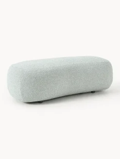 Reposapiés|Sofás>Westwing Collection Reposapiés puf grande en tejido bouclé Alba Bouclé azul claro