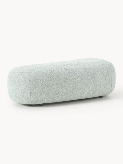 Reposapiés|Sofás>Westwing Collection Reposapiés puf grande en tejido bouclé Alba Bouclé azul claro