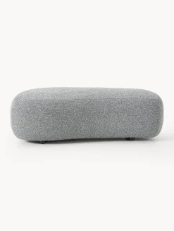 Reposapiés puf grande en tejido bouclé Alba Reposapiés|Sofás