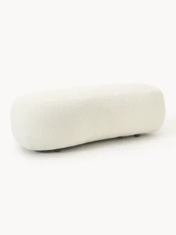 Reposapiés|Sofás>Westwing Collection Reposapiés puf grande en tejido bouclé Alba Bouclé blanco Off White