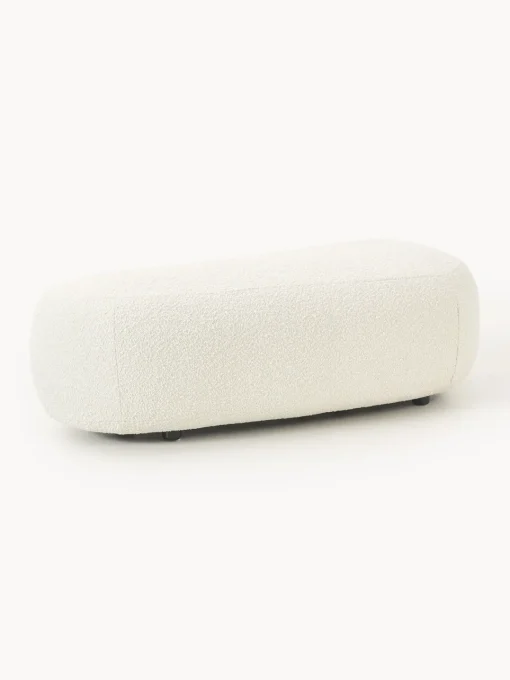 Reposapiés|Sofás>Westwing Collection Reposapiés puf grande en tejido bouclé Alba Bouclé blanco Off White
