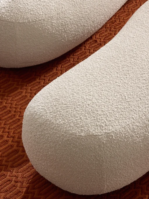 Reposapiés|Sofás>Westwing Collection Reposapiés puf grande en tejido bouclé Alba Bouclé blanco Off White