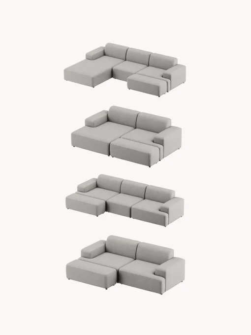 Reposapiés|Sofás>Westwing Collection Reposapiés puf grande Melva, 116 x 42 cm Tejido gris claro