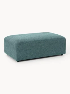 Reposapiés|Sofás>Westwing Collection Reposapiés puf grande Melva, 116 x 72 cm Tejido verde turquesa