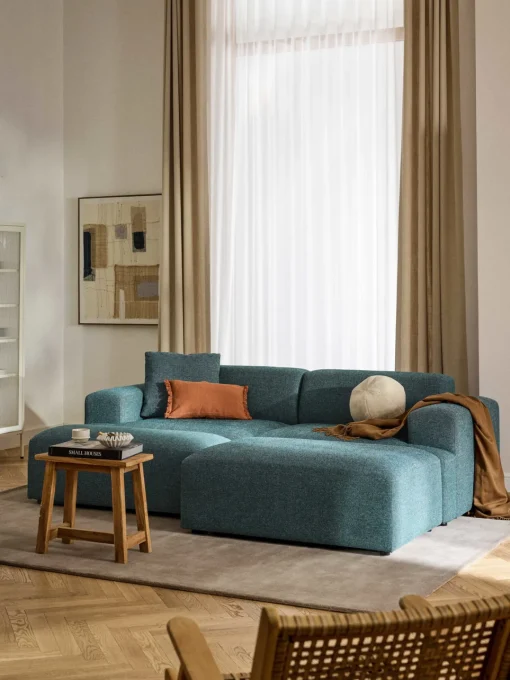 Reposapiés|Sofás>Westwing Collection Reposapiés puf grande Melva, 116 x 72 cm Tejido verde turquesa