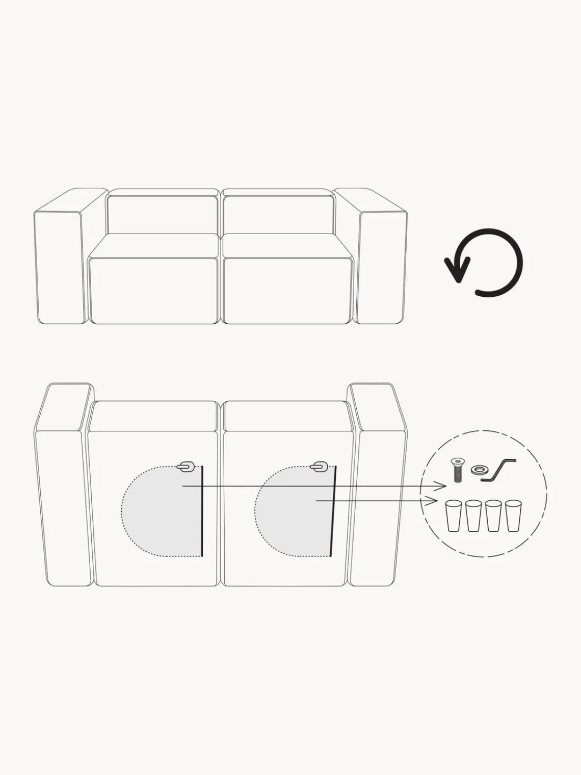 Reposapiés|Sofás>Westwing Collection Reposapiés puf Lennon Tejido gris