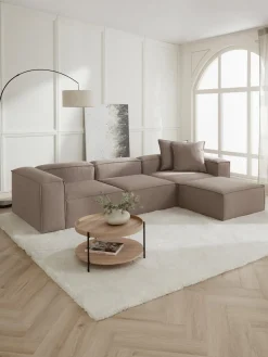 Reposapiés|Sofás>Westwing Collection Reposapiés puf Lennon Tejido gris pardo