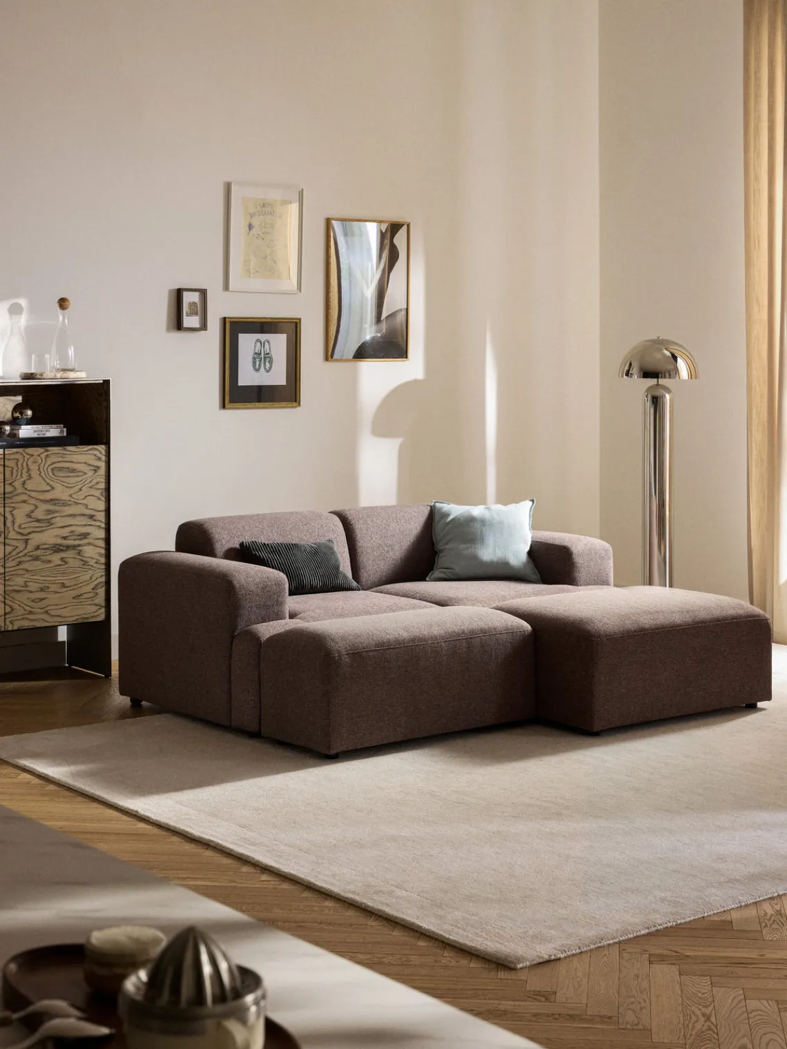 Reposapiés|Sofás>Westwing Collection Reposapiés puf Melva, 99 x 72 cm Tejido rosa palo