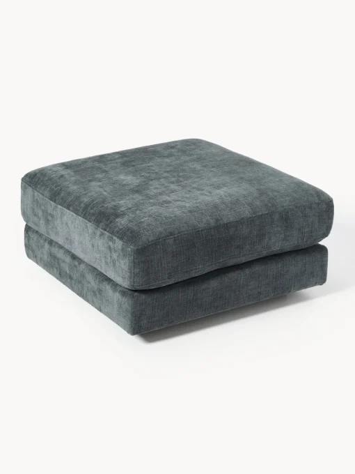 Reposapiés|Sofás>Westwing Collection Reposapiés puf Tribeca Chenilla gris azulado