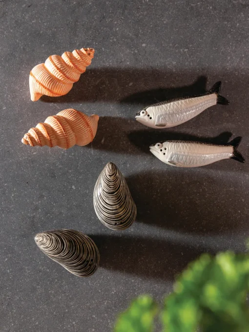 Clearance Salero y pimentero artesanales de dolomita Shell, 2 uds. Molinillos De Especias|Molinillos De Especias