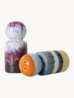 Molinillos De Especias|Molinillos De Especias></noscript>HKLIVING Salero y pimentero artesanales de cerámica con esmalte reactivo 70s