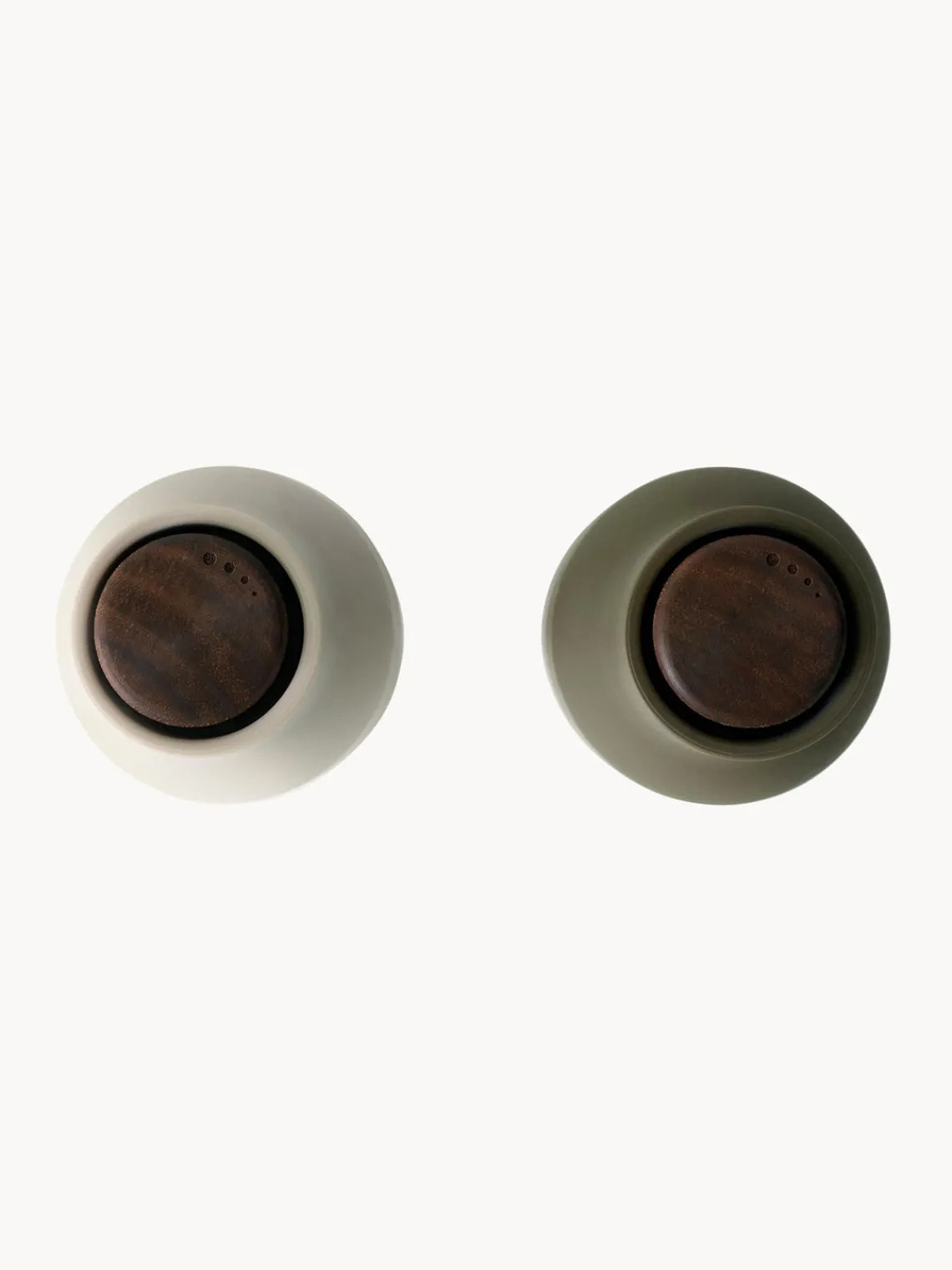 Molinillos De Especias|Molinillos De Especias>Audo Copenhagen Salero y pimentero con tapa de nogal Bottle Grinder, 2 uds. Blanco Off White, verde oliva, madera de nogal