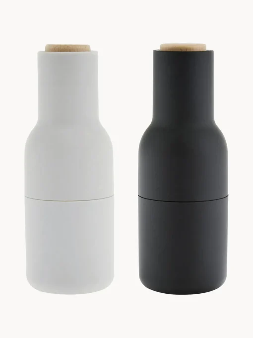 Molinillos De Especias|Molinillos De Especias>Audo Copenhagen Salero y pimentero de diseño con tapa de haya Bottle Grinder, 2 uds. Gris antracita, blanco, madera de haya