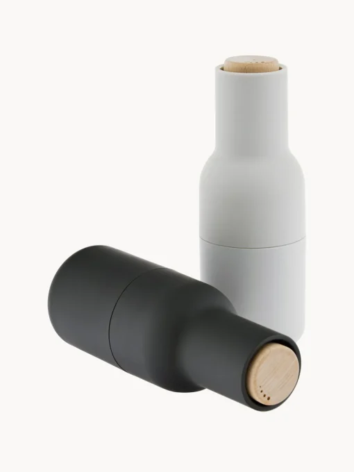 Molinillos De Especias|Molinillos De Especias>Audo Copenhagen Salero y pimentero de diseño con tapa de haya Bottle Grinder, 2 uds. Gris antracita, blanco, madera de haya