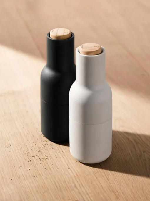 Molinillos De Especias|Molinillos De Especias>Audo Copenhagen Salero y pimentero de diseño con tapa de haya Bottle Grinder, 2 uds. Gris antracita, blanco, madera de haya