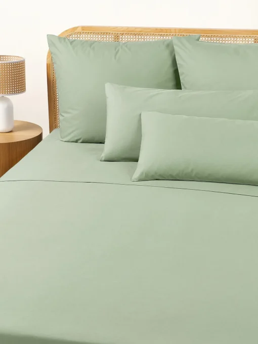 Sábanas|Fundas Nórdicas>Westwing Collection Sábana encimera de percal Elsie Verde salvia