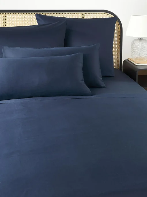 Sábanas|Fundas Nórdicas>Westwing Collection Sábana encimera de satén Comfort Azul oscuro