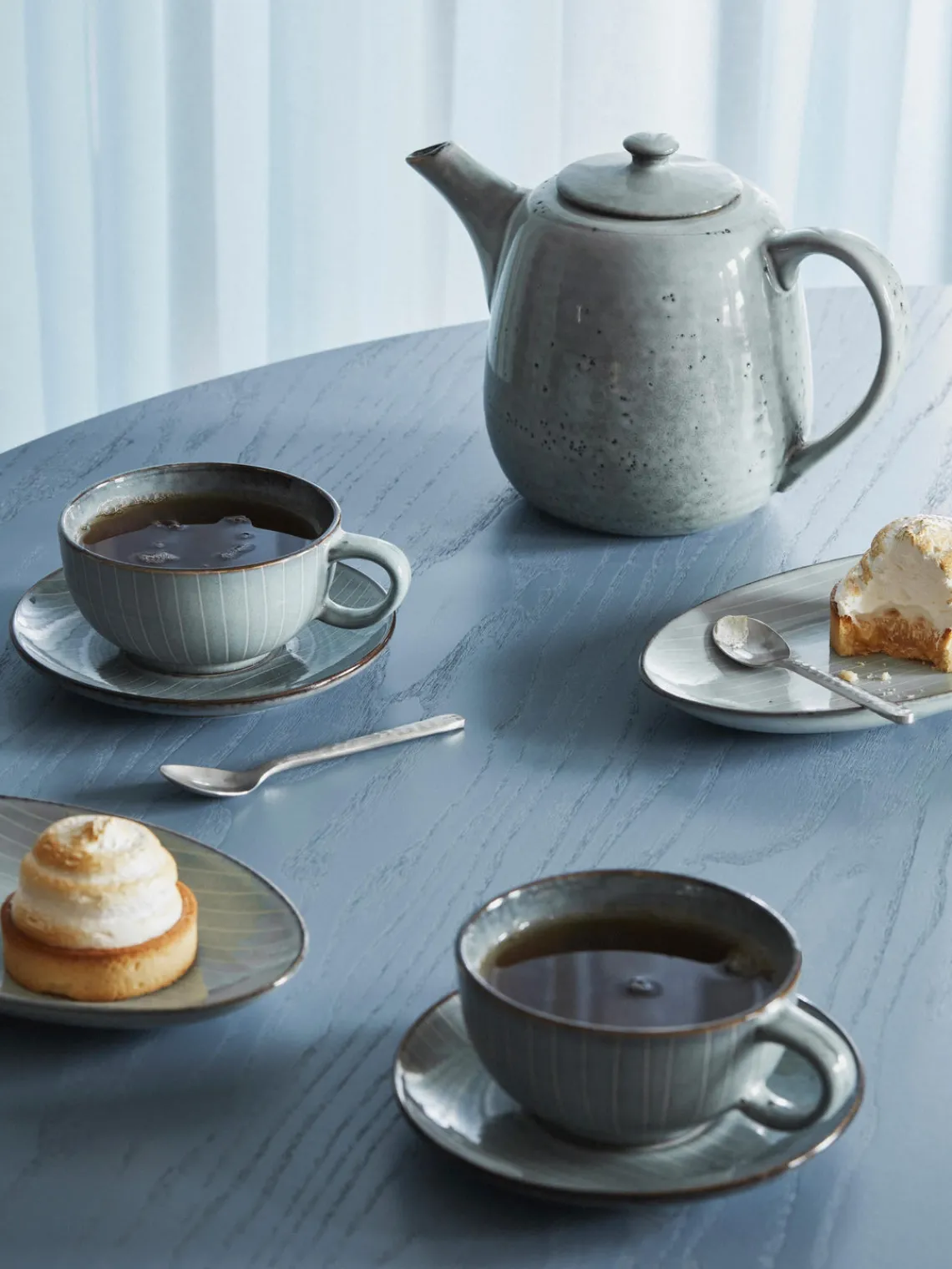 Vajillas Completas|Menaje De Mesa>Broste Copenhagen Servicio de té artesanal Nordic Vanilla, 2 comensales (7 pzas.) Nordic Sea