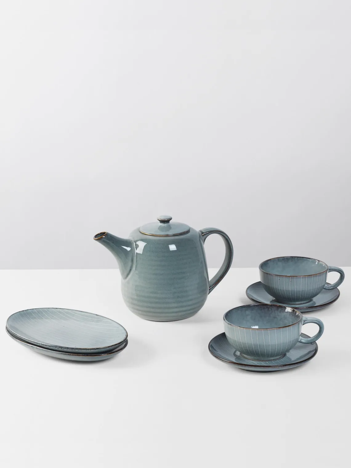 Vajillas Completas|Menaje De Mesa>Broste Copenhagen Servicio de té artesanal Nordic Vanilla, 2 comensales (7 pzas.) Nordic Sea