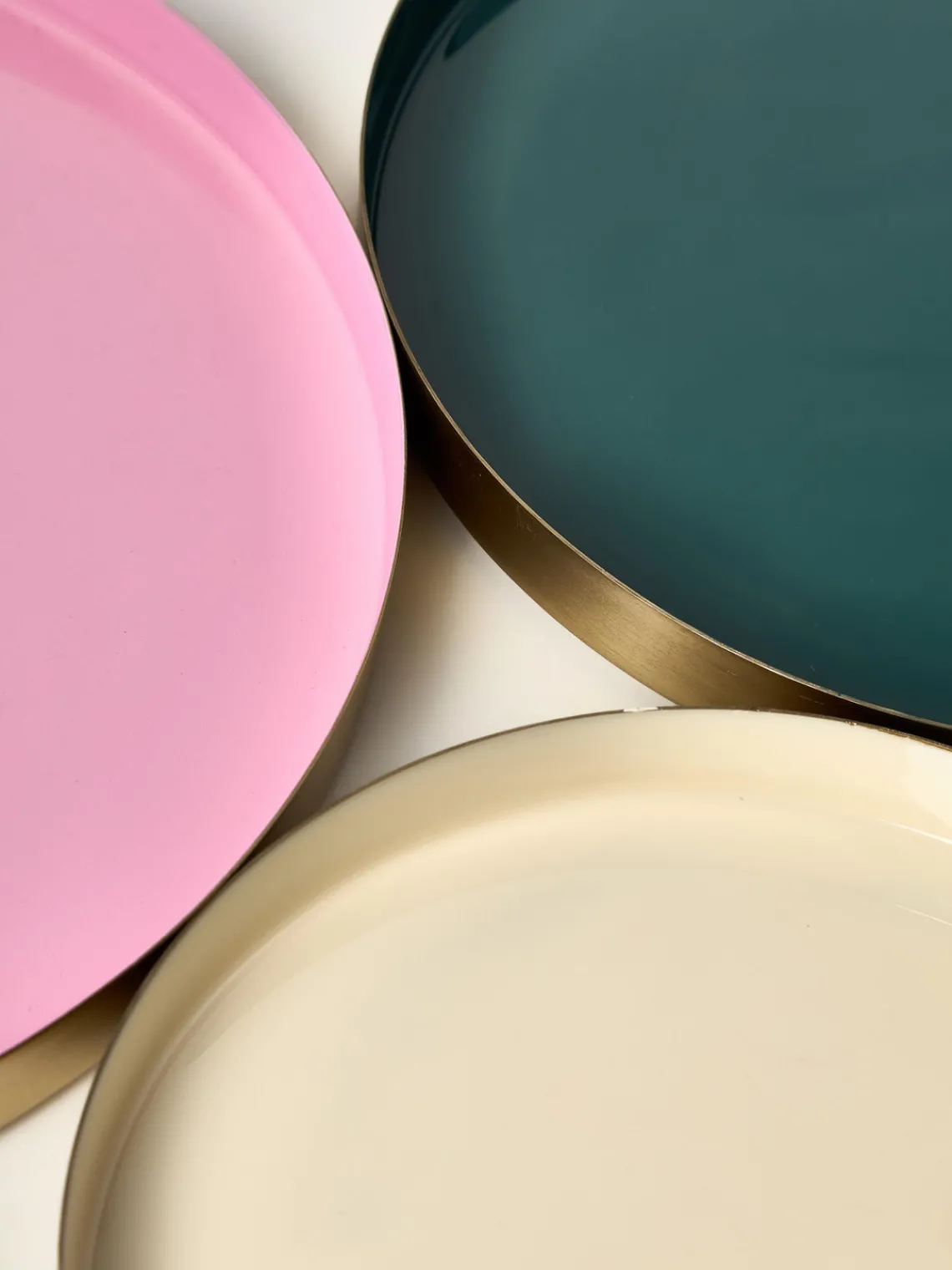 Jarrones|Bandejas Decorativas>Westwing Collection Set de bandejas decorativas Tavi, 3 uds. Rosa, azul petróleo, beige