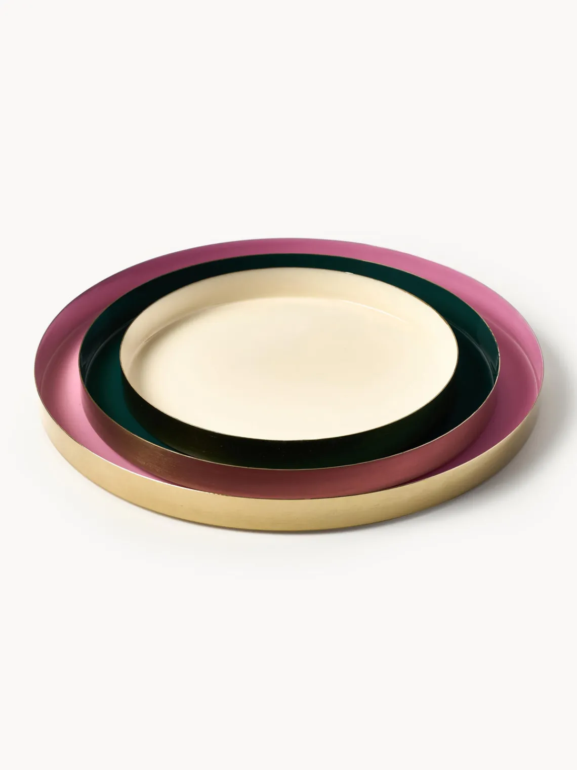 Jarrones|Bandejas Decorativas>Westwing Collection Set de bandejas decorativas Tavi, 3 uds. Rosa, azul petróleo, beige