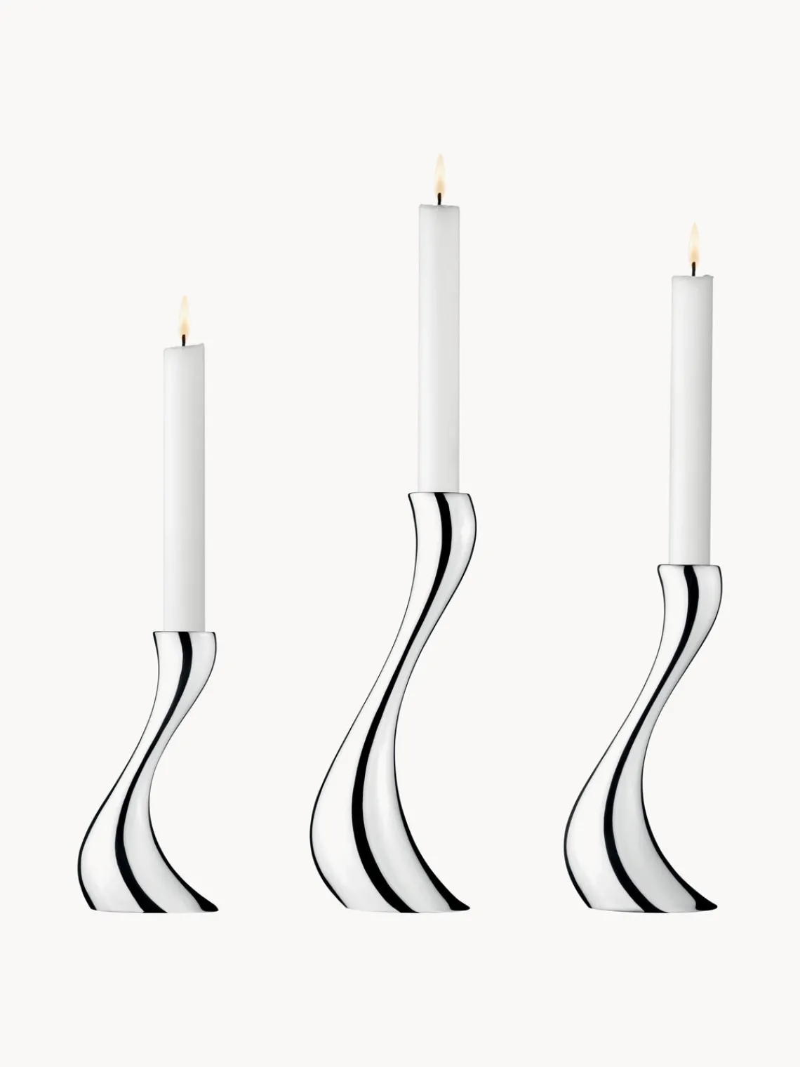 Candelabros|Jarrones>GEORG JENSEN Set de candelabros de acero inoxidable Cobra, 3 uds.