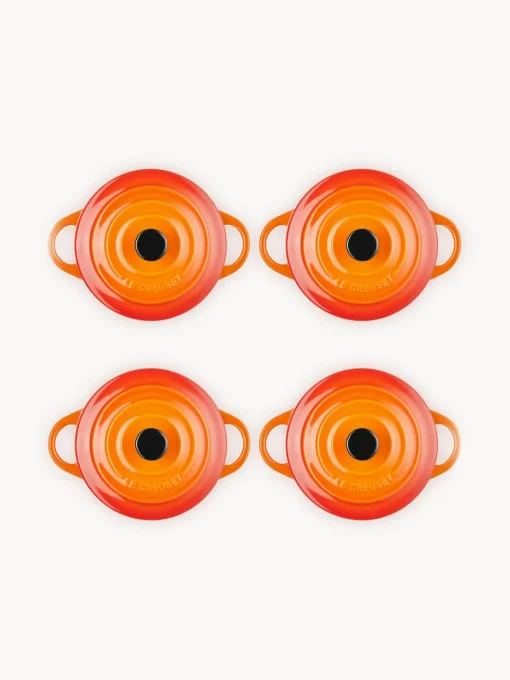 Ollas|Ollas>LE CREUSET Set de cazuelas pequeñas Mini Cocotte, 4 uds. Tonos naranjas, negro