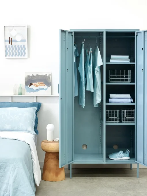 Cestas Y Cajas|Jarrones>Mustard Made Set de cestas de metal The Baskets, 3 uds. Azul claro