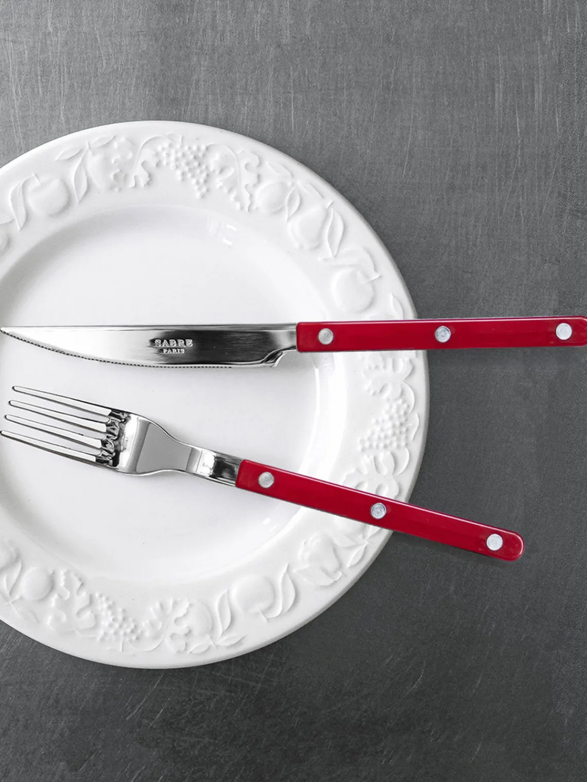 Juego De Cubiertos|Vajillas Completas>Sabre Paris Set de cubiertos de acero inoxidable Bistrot, tamaños diferentes Rojo, plateado