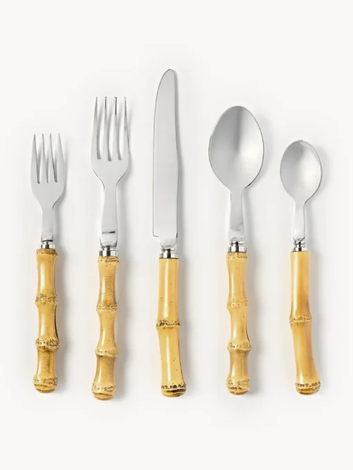 Sale Set de cubiertos pulido a mano Bamboo, 1 comensal (5 pzas.) Juego De Cubiertos|Vajillas Completas