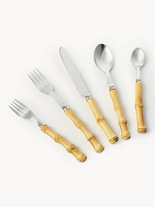 Sale Set de cubiertos pulido a mano Bamboo, 1 comensal (5 pzas.) Juego De Cubiertos|Vajillas Completas