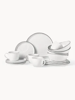 Sale Set de desayuno artesanal de porcelana Salt, 4 comensales (16 pzas.) Vajillas Completas|Menaje De Mesa