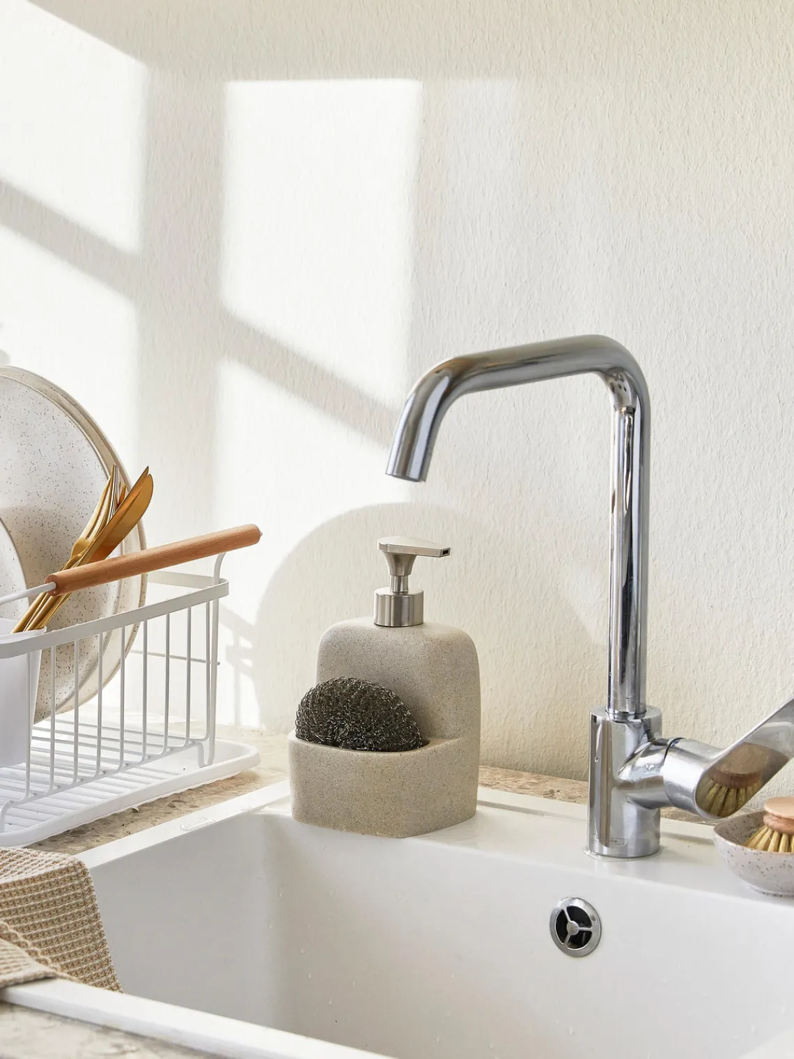 Outlet Set de dosificador de jabón Sand, 2 pzas. Escurreplatos|Almacenaje De Cocina